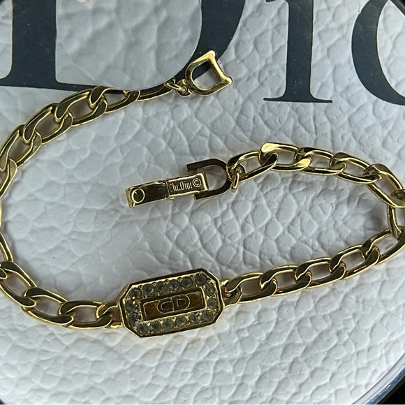 Vintage Germany Christian Dior Gold Rhinestone Bracelet 7" Made in Germany - Picture 3 of 9